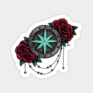 Compass Rose & Roses Sticker